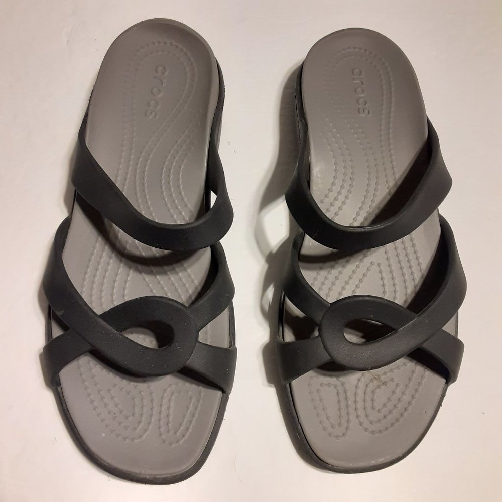 Crocs Womens Meleen Twist Blk/Gray Slip On Open Toe Comfort Sandals 202497 S…